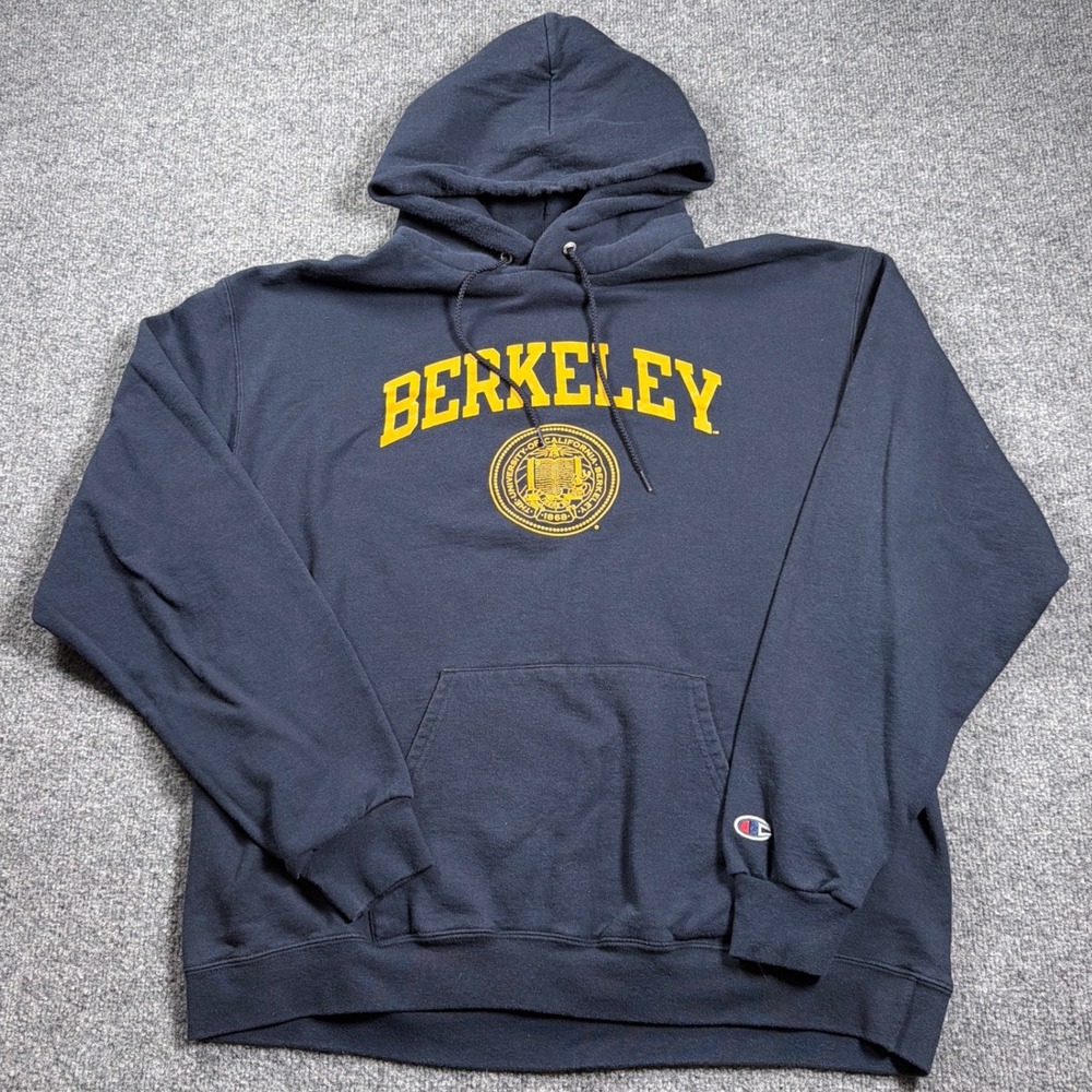 Champion Eco Hoodie Men XL Navy Blue Berkeley University Fleece Pullover